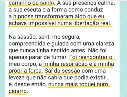 Depoimento de cliente — Depois: redução real da ansiedade e mais leveza.